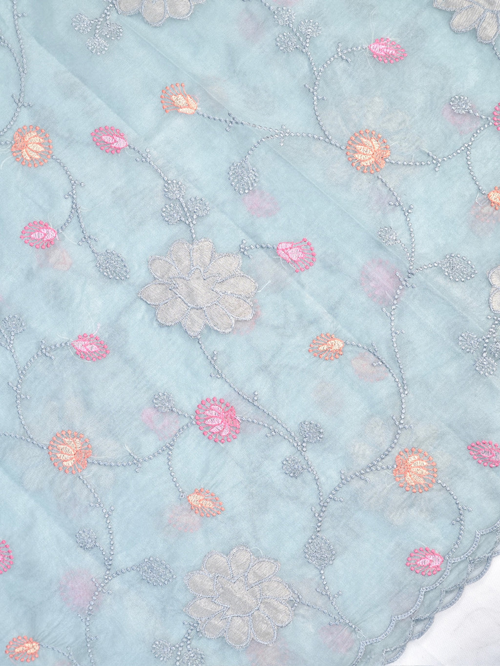 Soft Organza Silk Embroidered Saree – Powder Blue