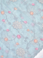 Soft Organza Silk Embroidered Saree – Powder Blue