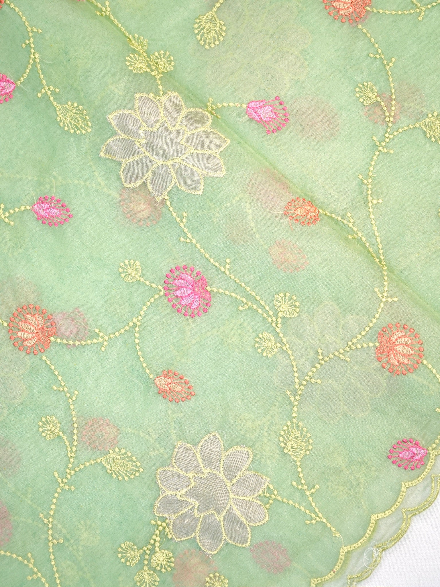 Soft Organza Silk Embroidered Saree – Mint Green