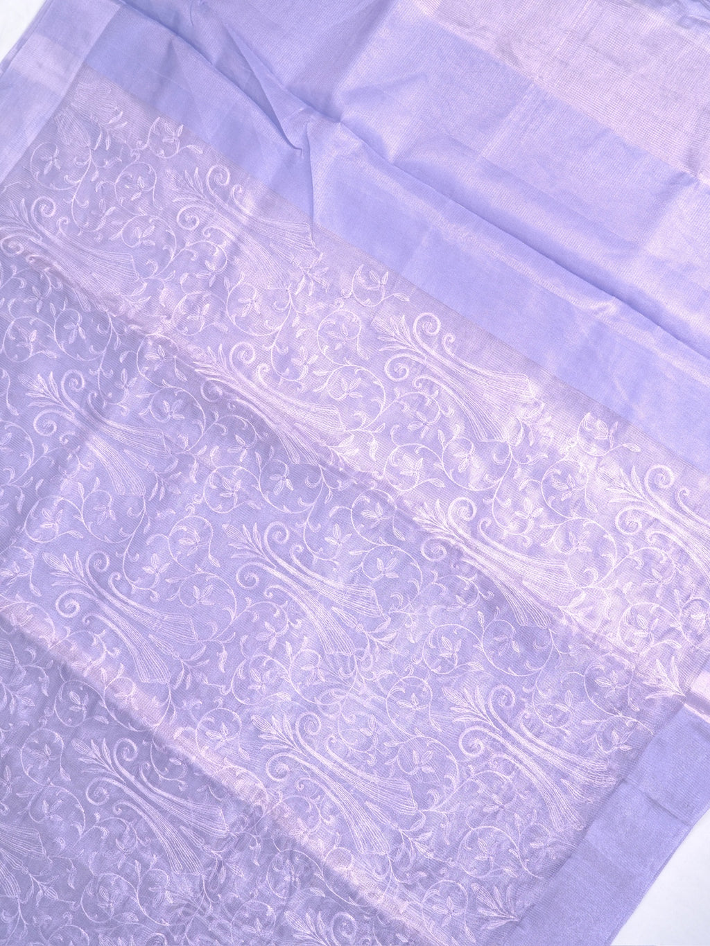 Soft Tissue Silk Embroidered Saree - Elegant Lavender