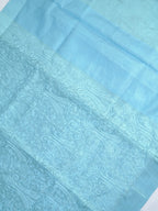 Soft Tissue Silk Embroidered Saree – Sky Blue