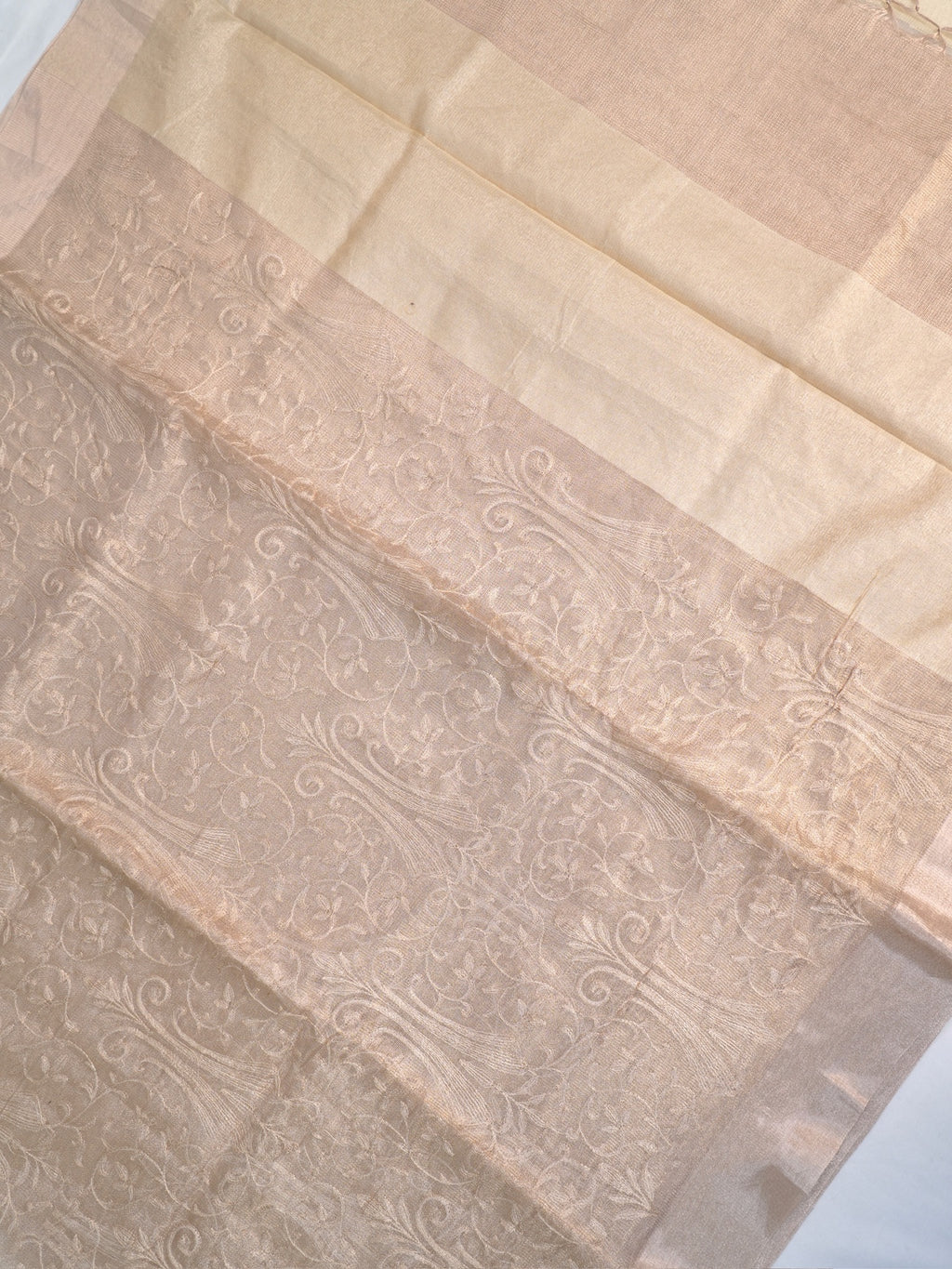 Soft Tissue Silk Embroidered Saree - Elegant Warm Beige