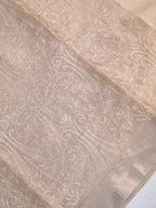 Soft Tissue Silk Embroidered Saree - Elegant Warm Beige