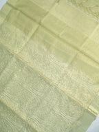 Soft Tissue Silk Embroidered Saree – Pastel Lime Green