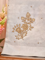 Soft Ice Blue / Silver-Grey Tissue Silk Saree with Zardozi Handwork