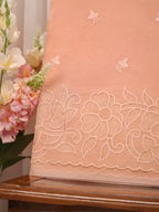 Kota Silk Saree with Cutwork Embroidery-Peach