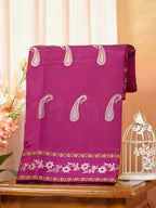 Magenta Purple Semi Soft Silk Saree with Silver Zari Weave