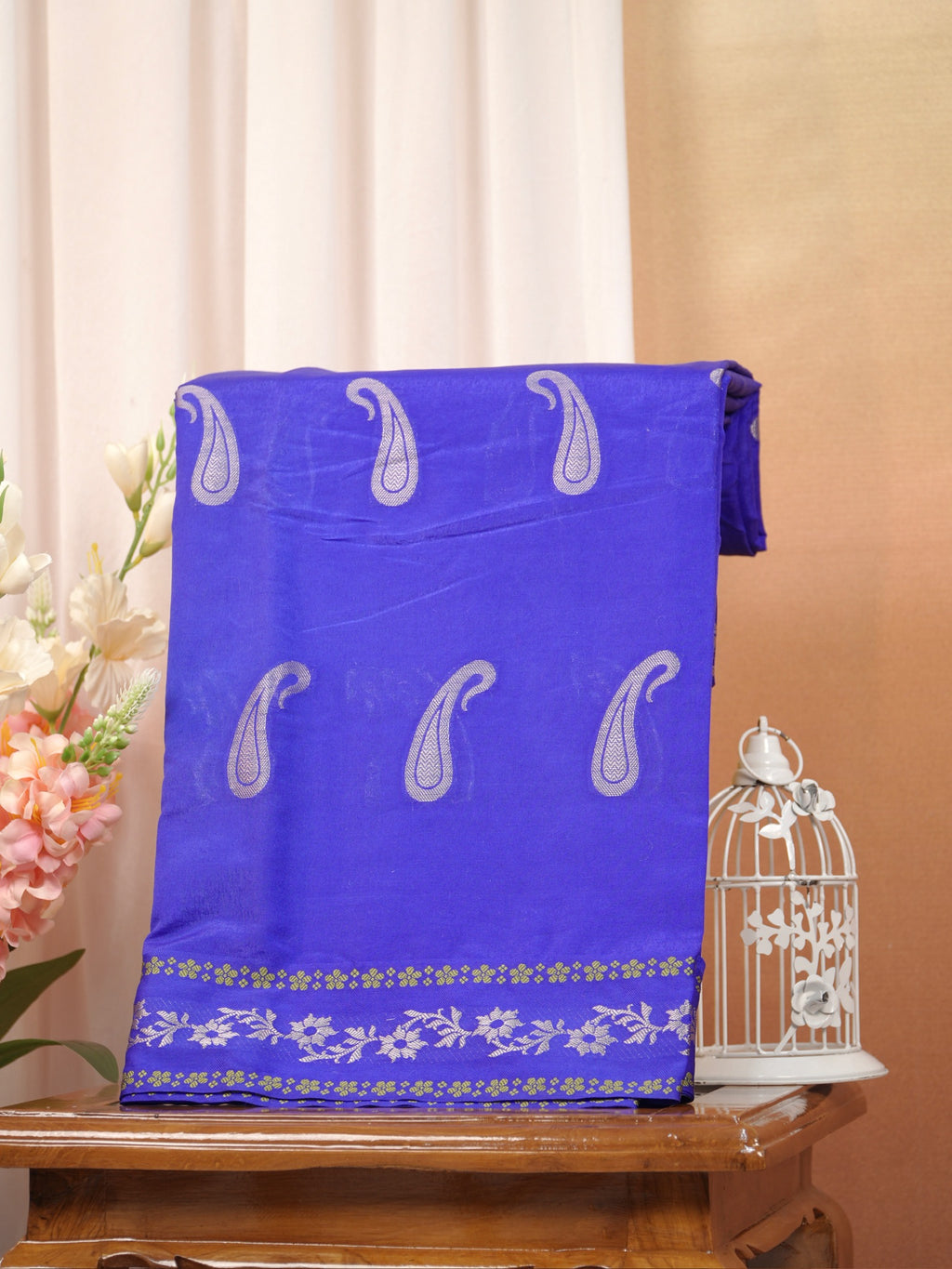 Royal Blue Semi Soft Silk Saree with Silver Zari Weave