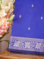 Royal Blue Banarasi Semi Soft Katan Silk Saree with Silver Zari