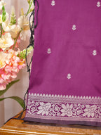 Magenta Purple Banarasi Semi Soft Katan Silk Saree with Silver Zari