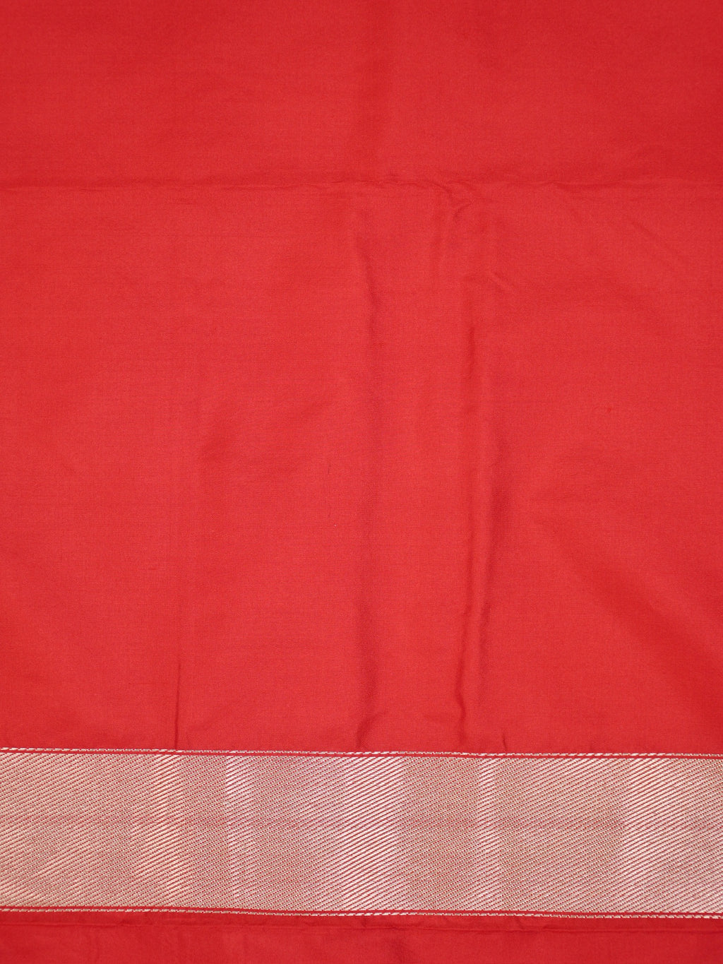 Vibrant Scarlet Red Pure Katan Silk Handwoven Banarasi Saree with Varanasi Ghat Motif Border