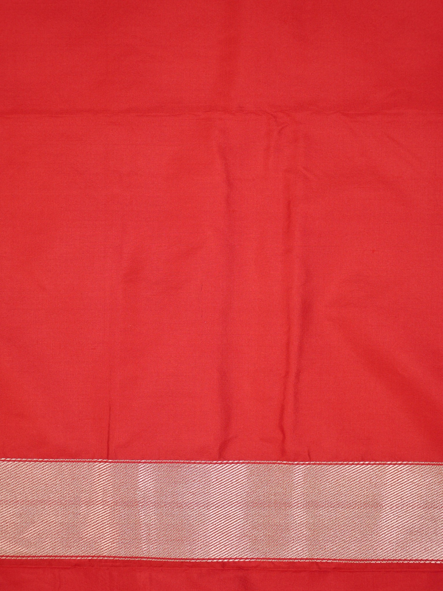 Vibrant Scarlet Red Pure Katan Silk Handwoven Banarasi Saree with Varanasi Ghat Motif Border