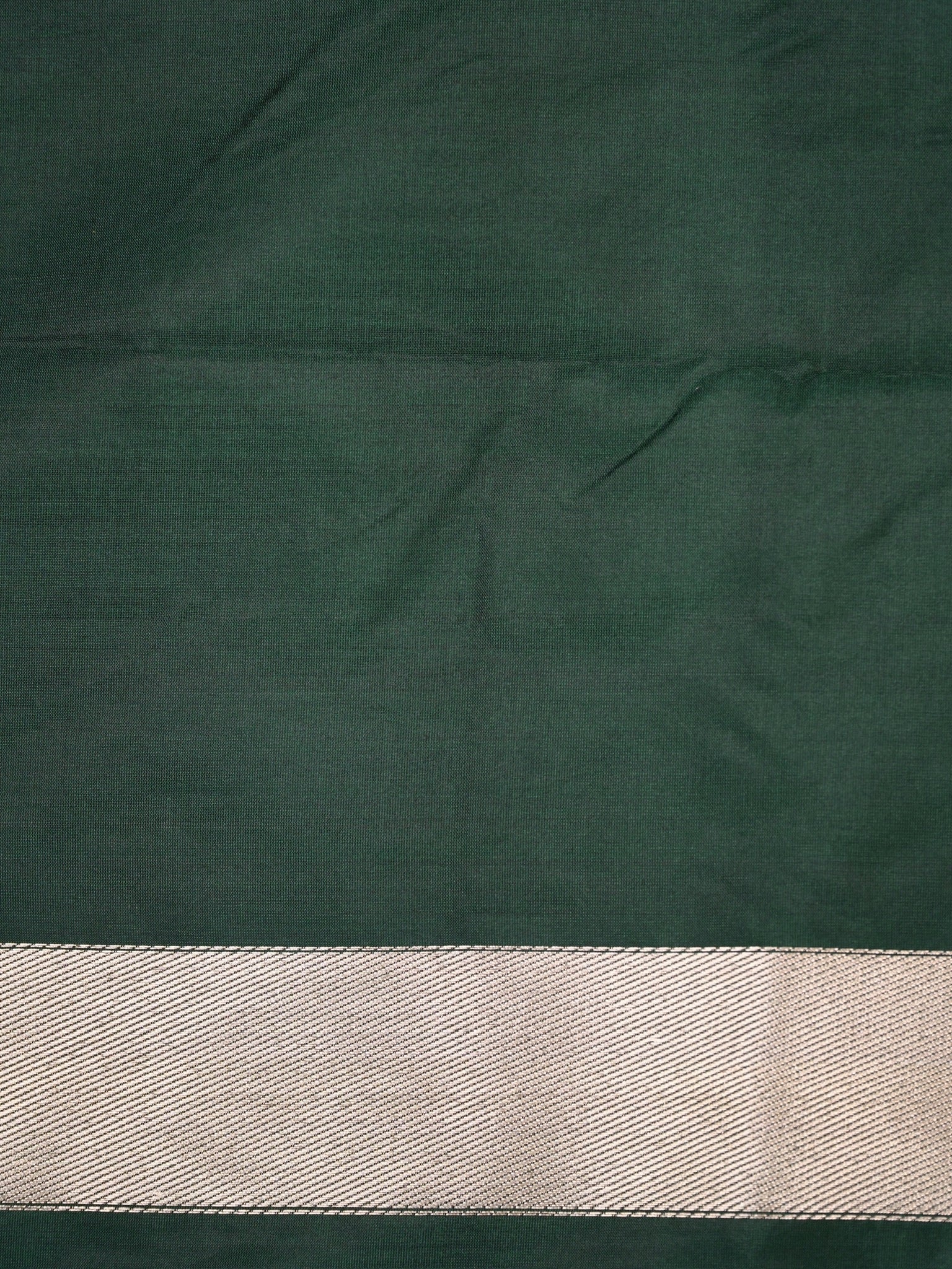 Deep Forest Green Pure Katan Silk Handwoven Banarasi Saree with Varanasi Ghat Motif Border