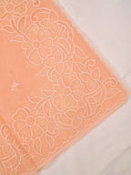Kota Silk Saree with Cutwork Embroidery-Peach