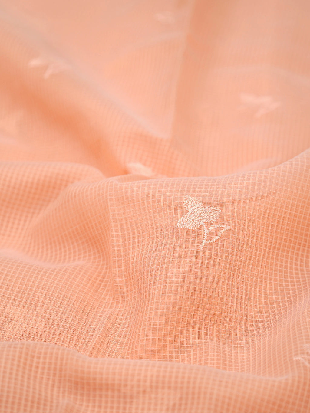 Kota Silk Saree with Cutwork Embroidery-Peach