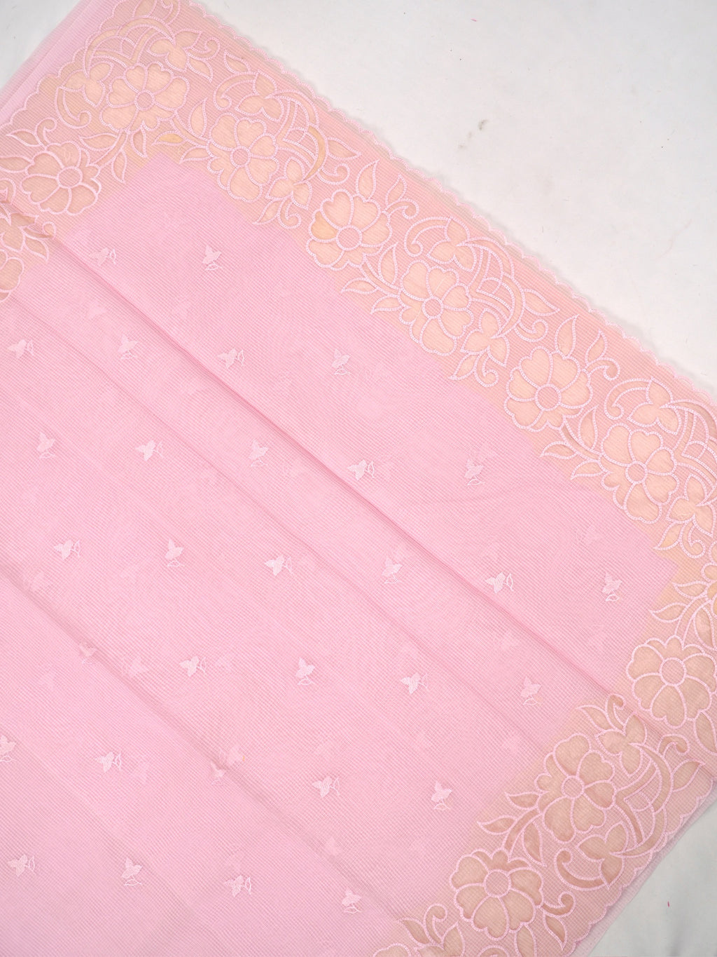 Soft Kota Silk Embroidered Saree – Pink