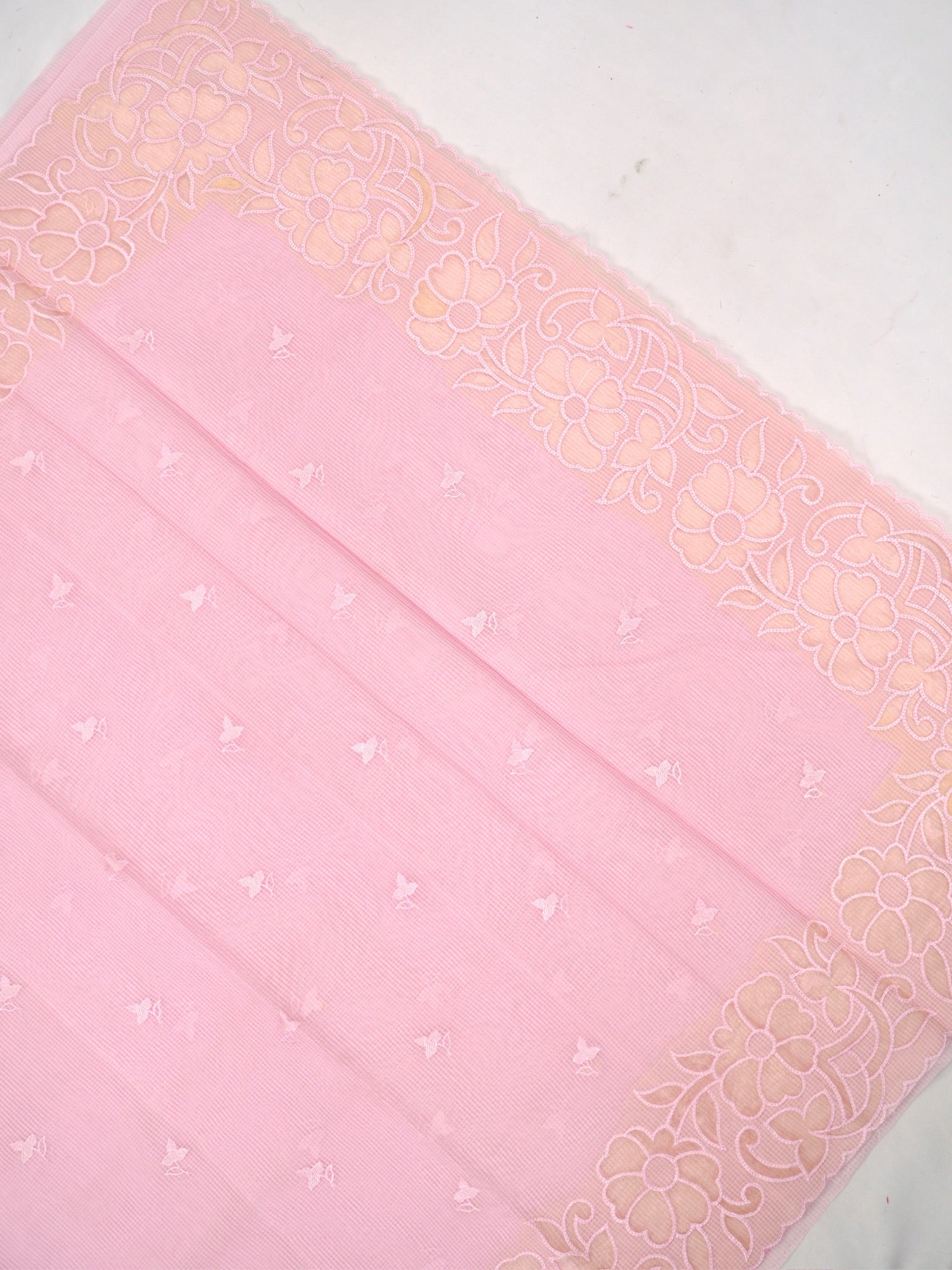 Soft Kota Silk Embroidered Saree – Pink