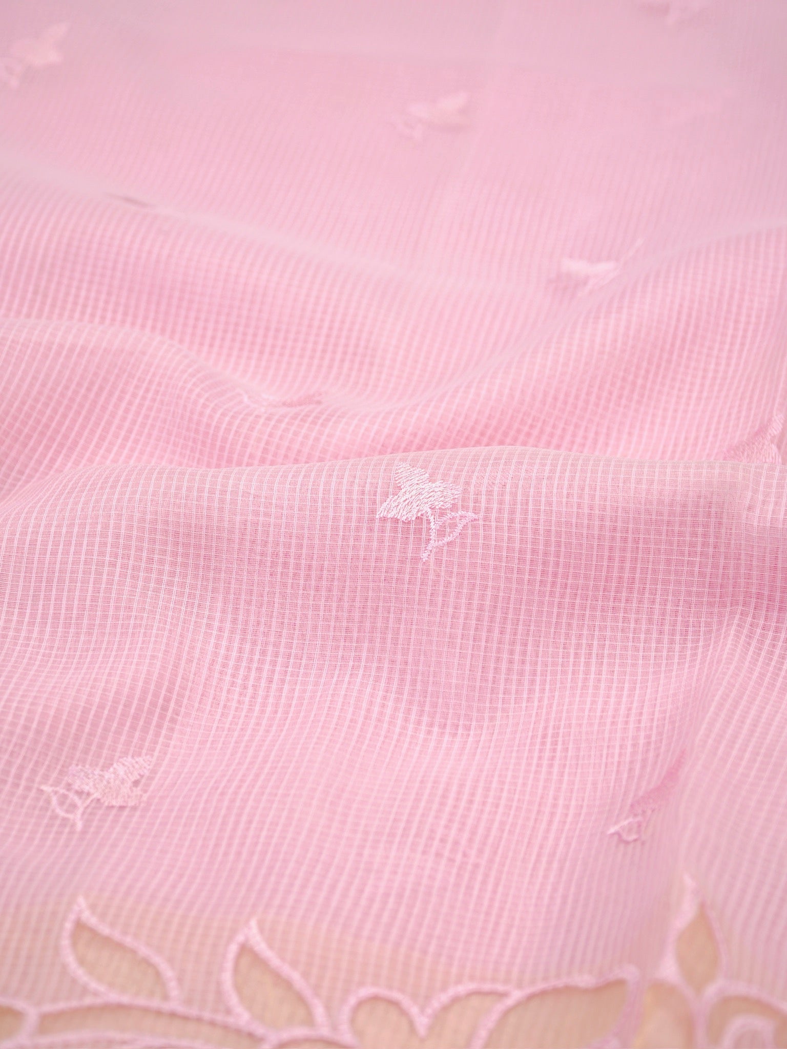 Soft Kota Silk Embroidered Saree – Pink