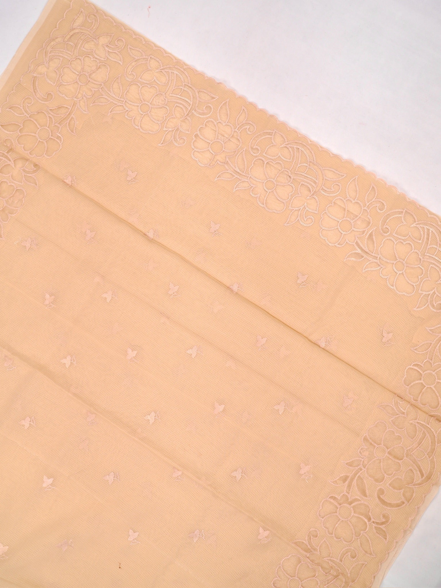 Soft Kota Silk Embroidered Saree – Beige