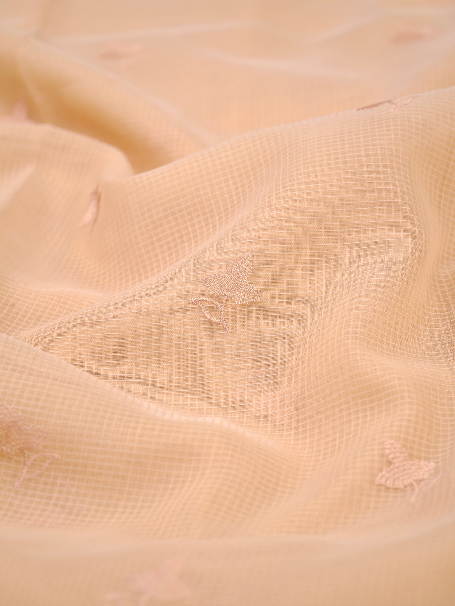 Soft Kota Silk Embroidered Saree – Beige