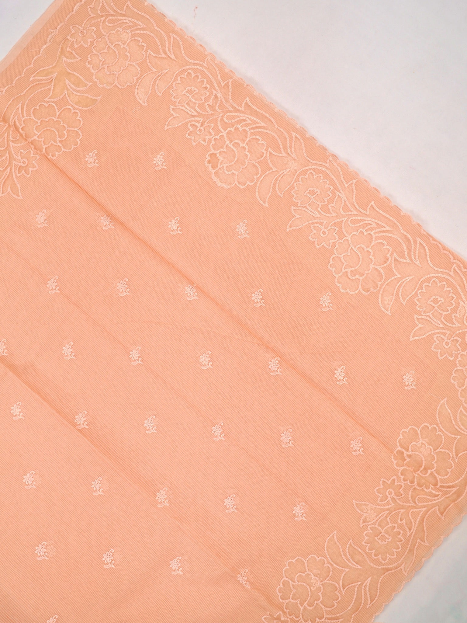 Soft Kota Silk Embroidered Saree – Peach