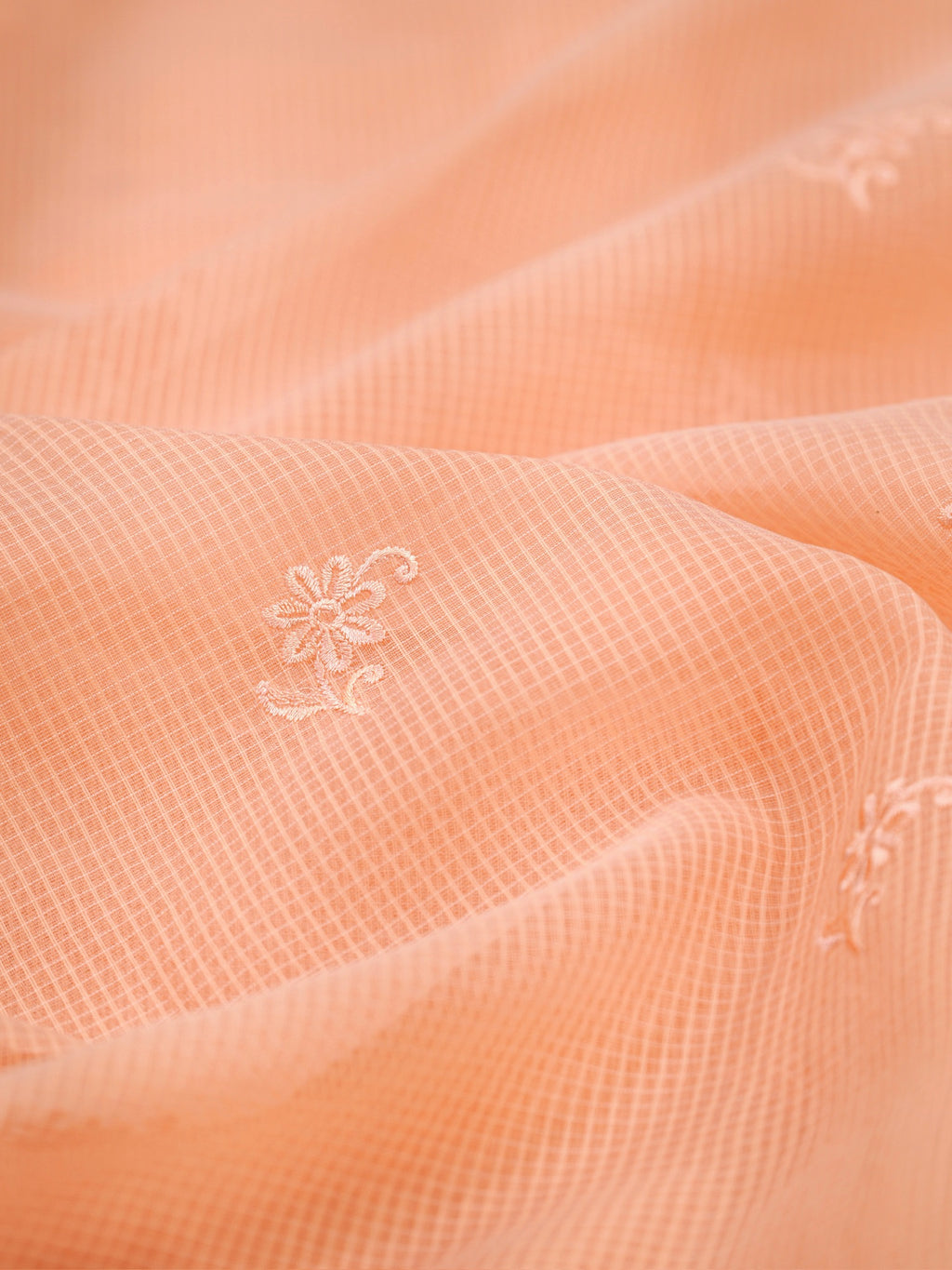 Soft Kota Silk Embroidered Saree – Peach