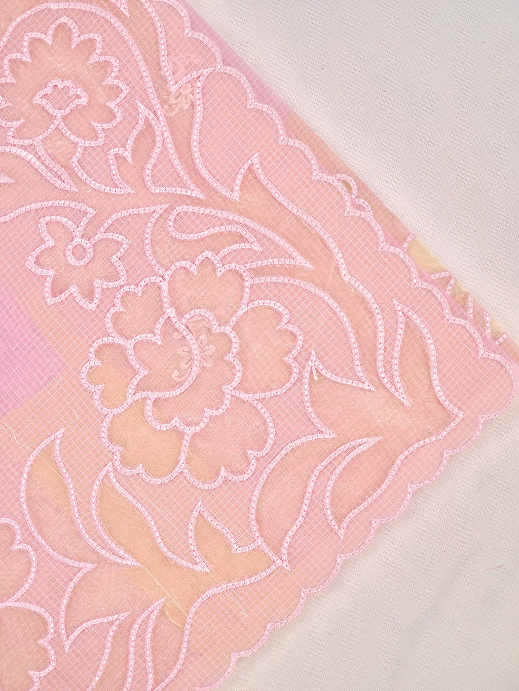 Soft Kota Silk Embroidered Saree – Baby Pink
