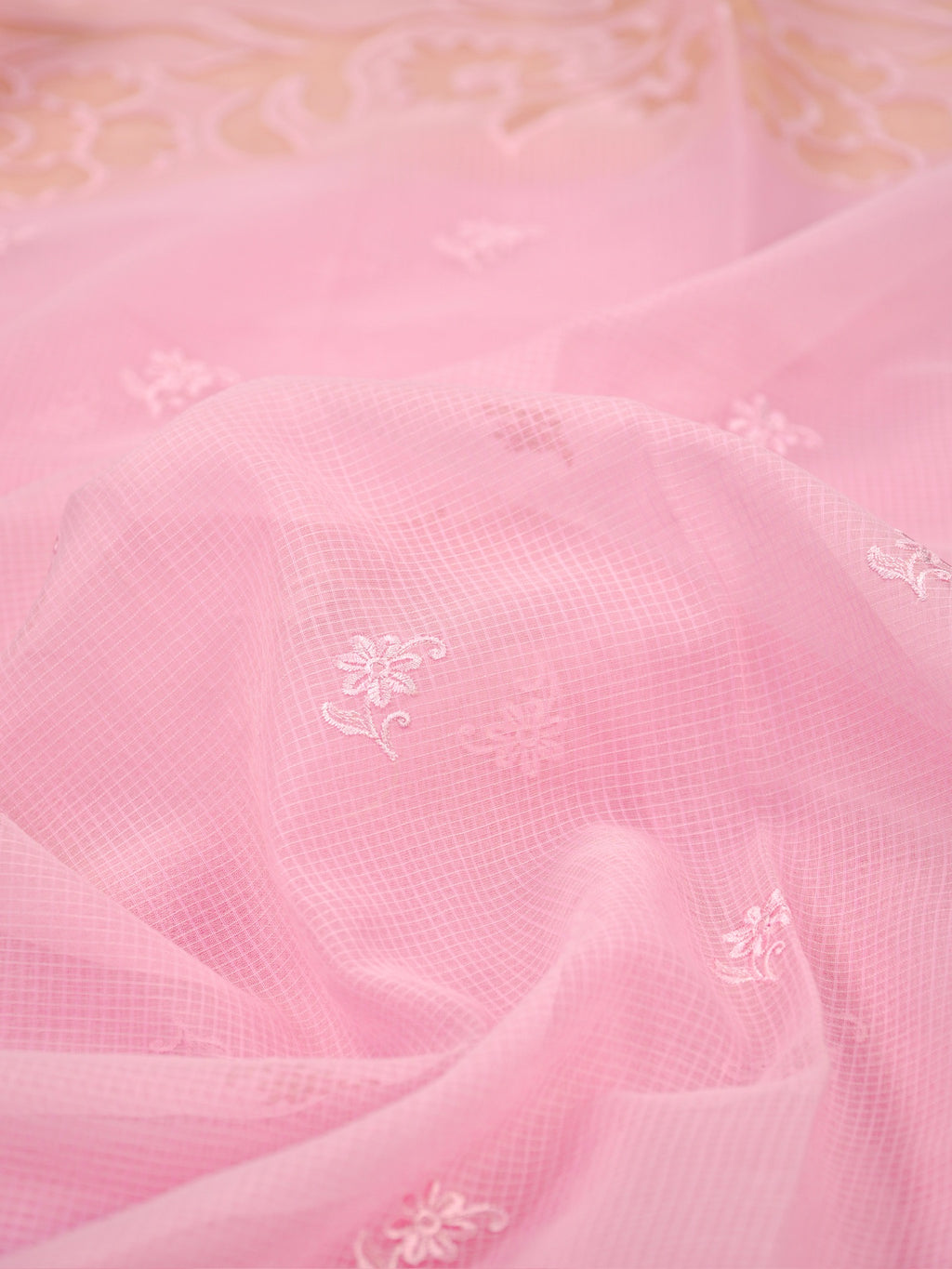 Soft Kota Silk Embroidered Saree – Baby Pink