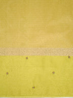 Soft Champagne Gold & Olive Green Contrast Tissue Silk Saree with Zardozi Handwork