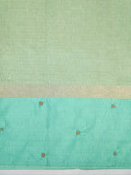 Soft Champagne Gold & Sea Green Contrast Tissue Silk Saree with Zardozi Handwork