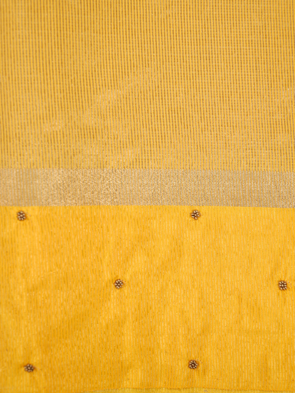 Champagne Gold & Mustard Yellow Contrast Tissue Silk Saree with Zardozi Handwork