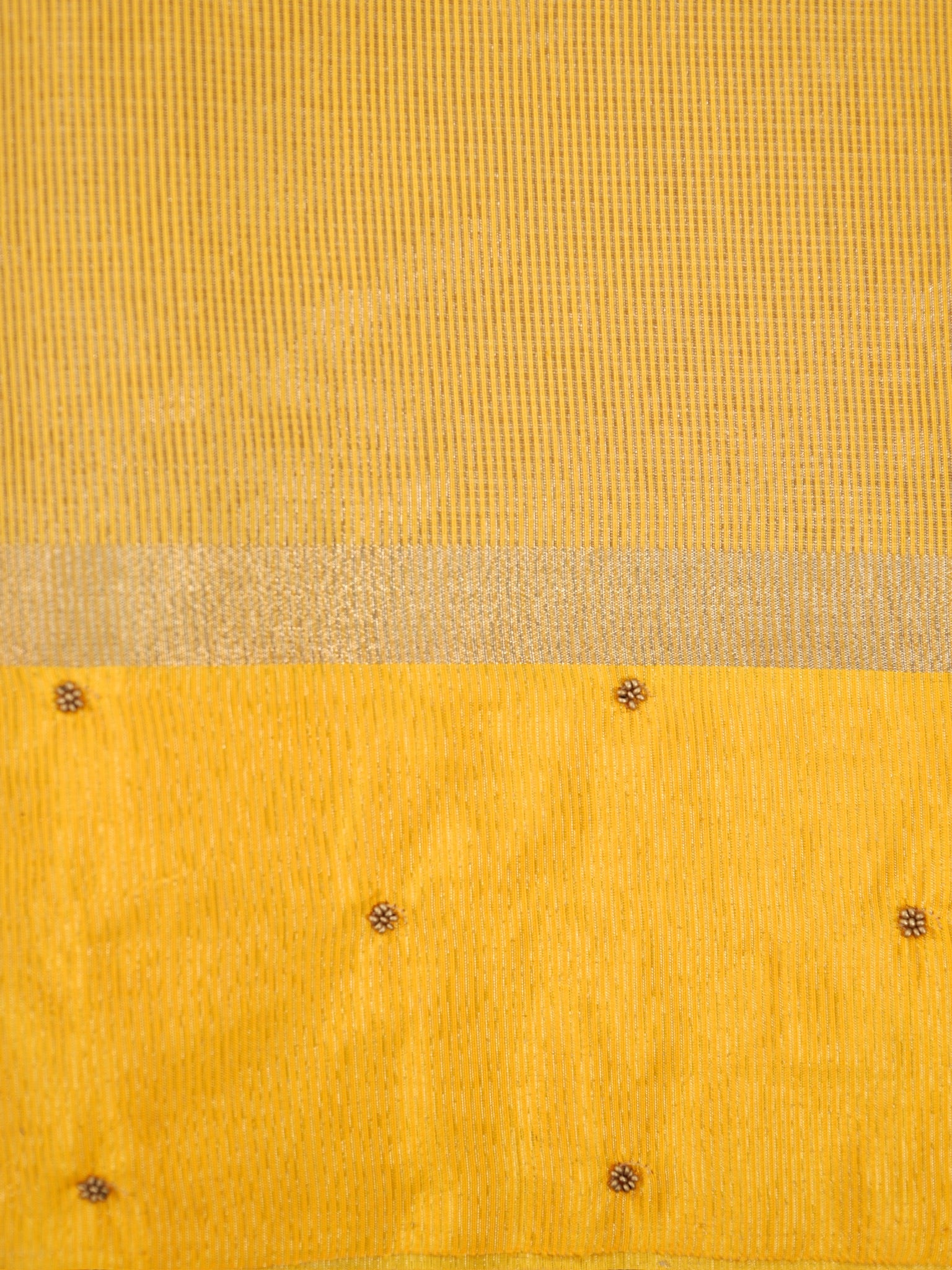 Champagne Gold & Mustard Yellow Contrast Tissue Silk Saree with Zardozi Handwork