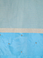 Soft Champagne Gold & Sky Blue Contrast Tissue Silk Saree with Zardozi Handwork