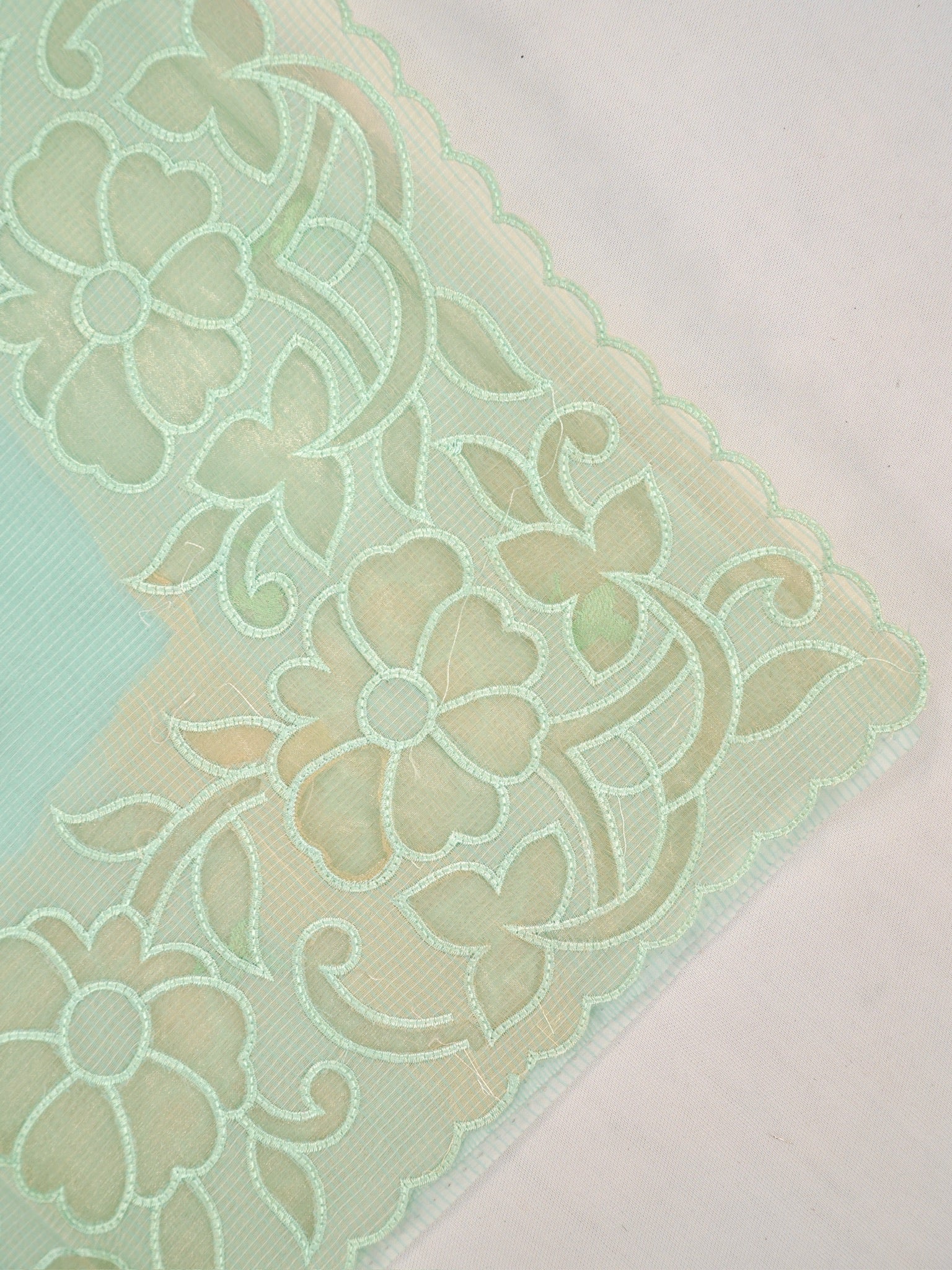 Soft Kota Silk Embroidered Saree – Mint Green