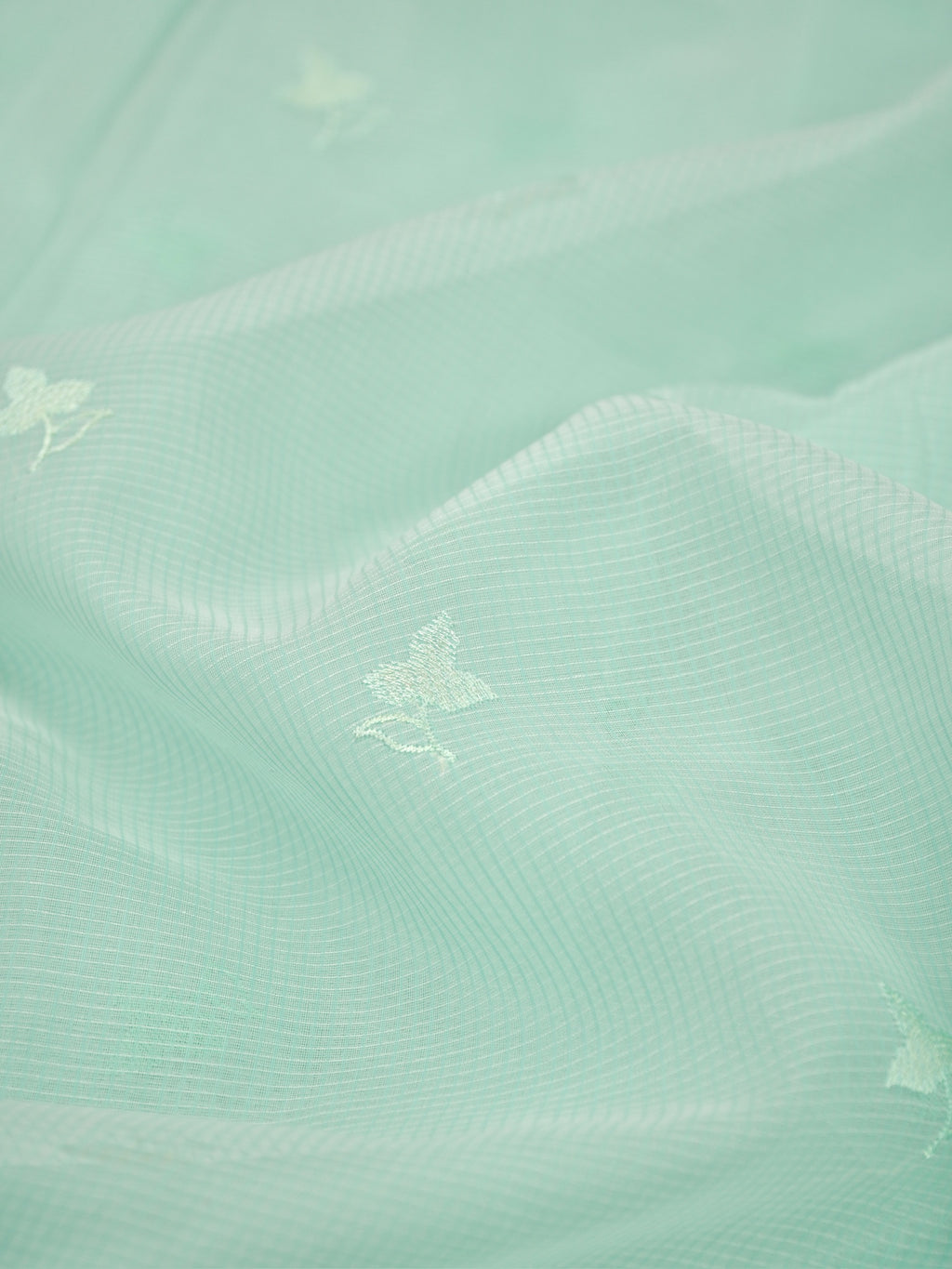 Soft Kota Silk Embroidered Saree – Mint Green