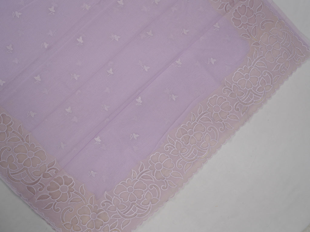 Soft Kota Silk Embroidered Saree – Pastel Lavender