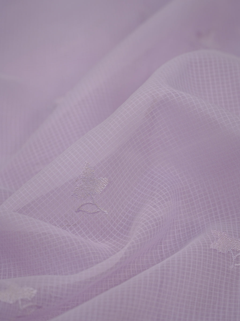 Soft Kota Silk Embroidered Saree – Pastel Lavender