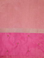 Soft Champagne Gold &  Rani Pink Contrast Tissue Silk Saree with Zardozi Handwork