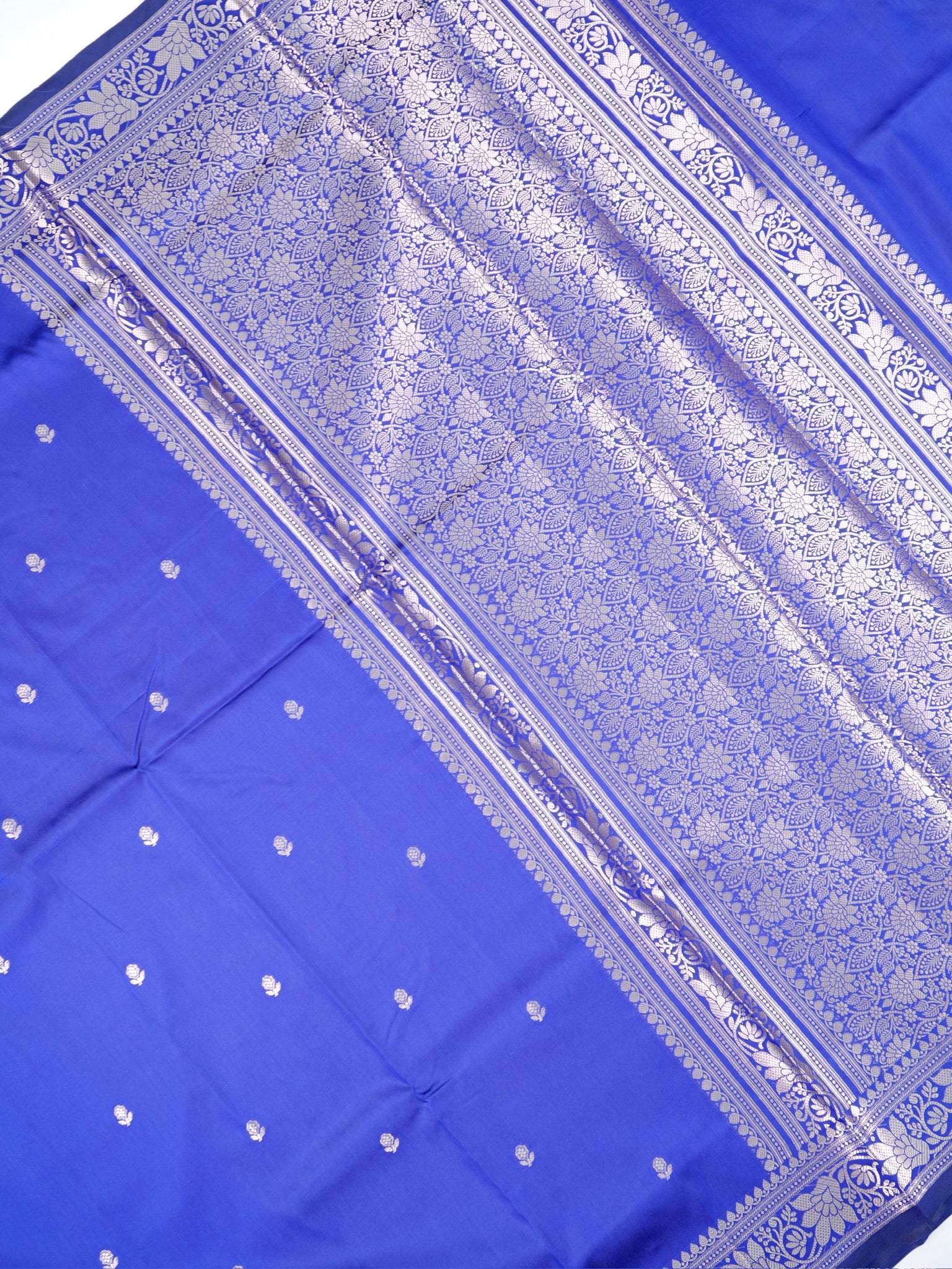 Royal Blue Banarasi Semi Soft Katan Silk Saree with Silver Zari