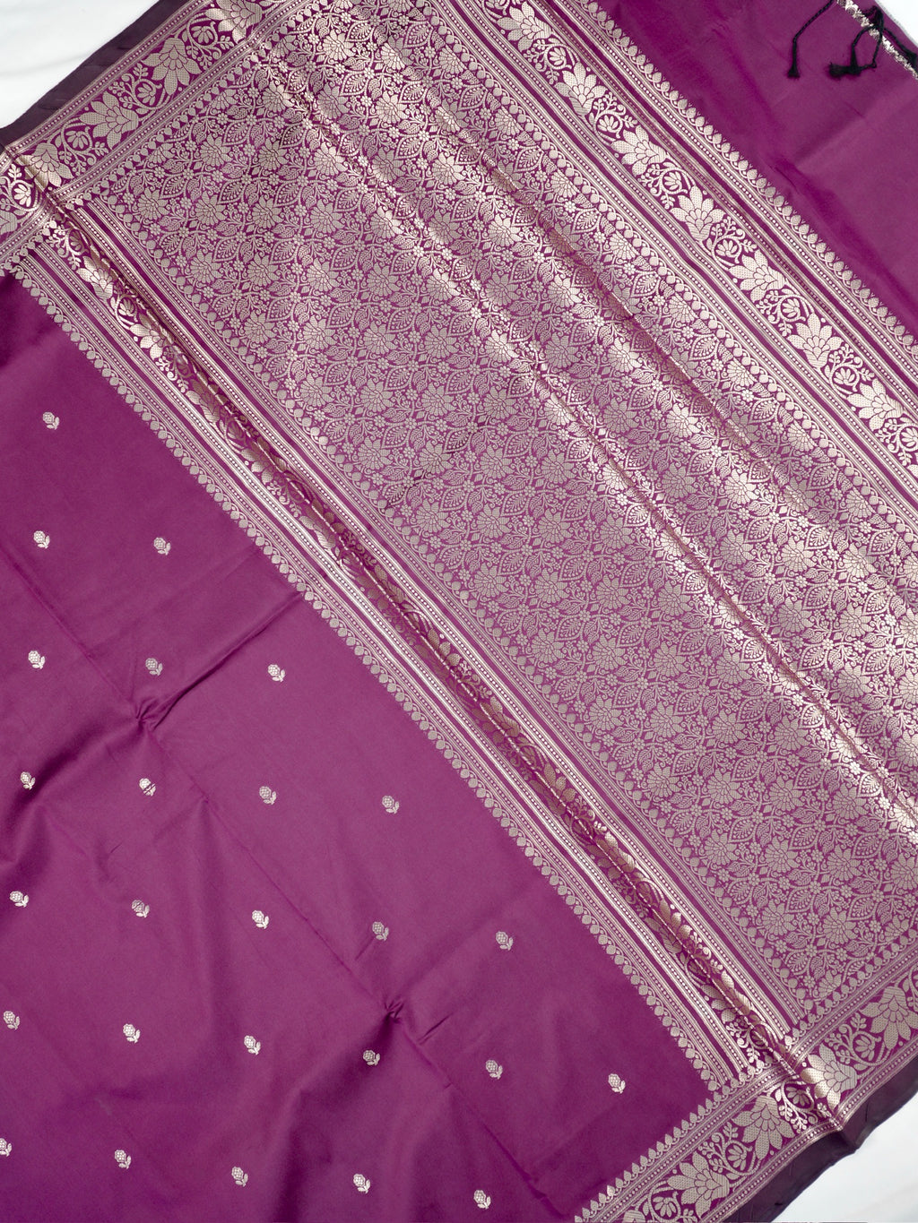 Magenta Purple Banarasi Semi Soft Katan Silk Saree with Silver Zari