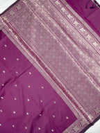 Magenta Purple Banarasi Semi Soft Katan Silk Saree with Silver Zari