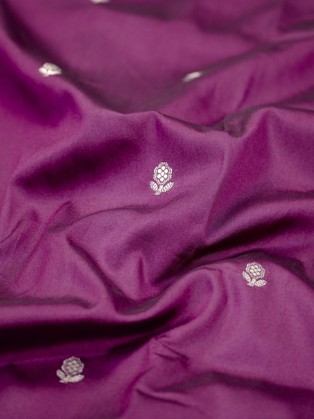 Magenta Purple Banarasi Semi Soft Katan Silk Saree with Silver Zari