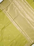 Pistachio Green Banarasi Semi Soft Katan Silk Saree with Silver Zari