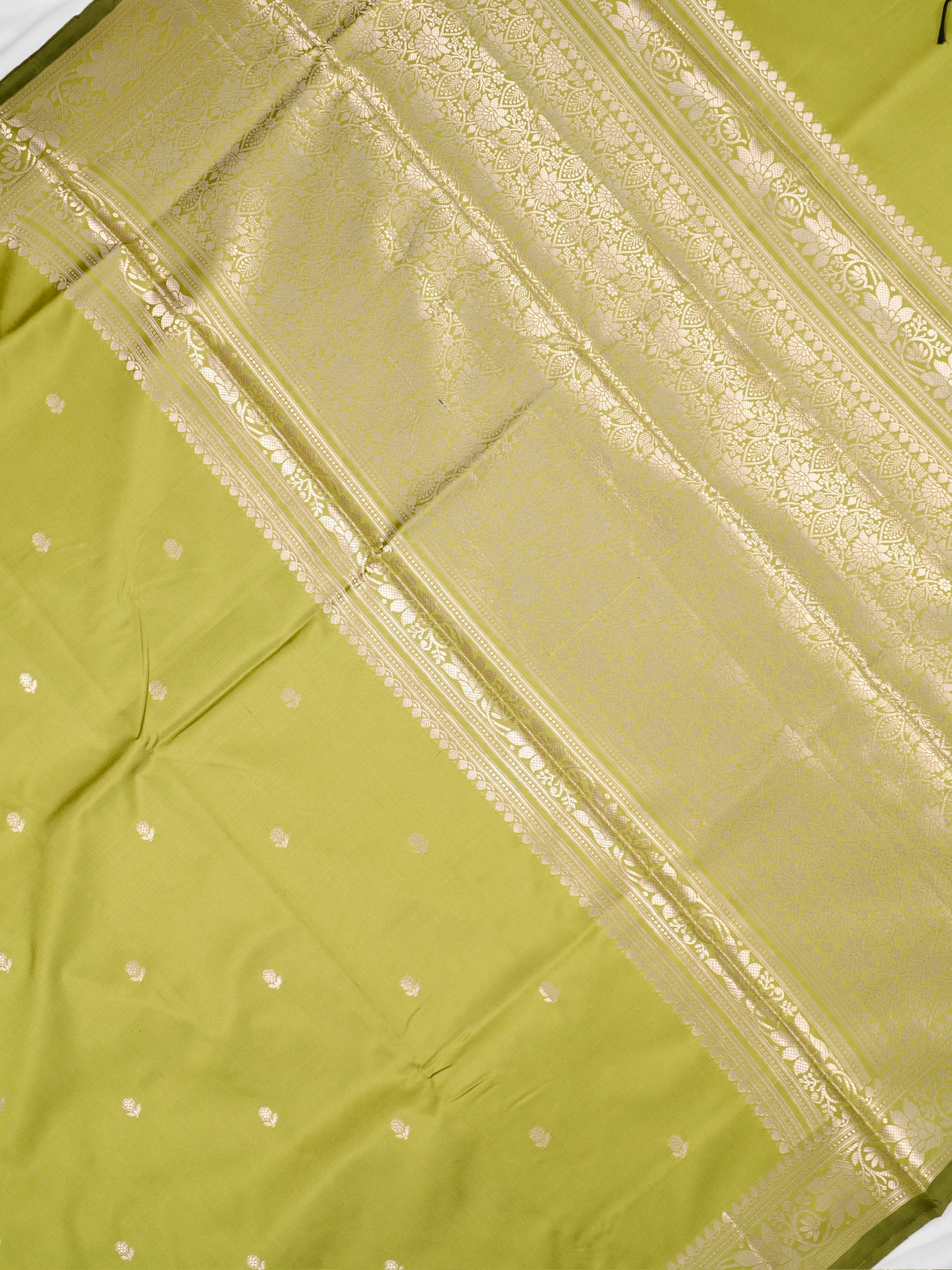 Pistachio Green Banarasi Semi Soft Katan Silk Saree with Silver Zari