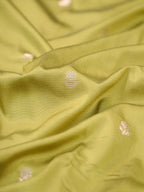 Pistachio Green Banarasi Semi Soft Katan Silk Saree with Silver Zari