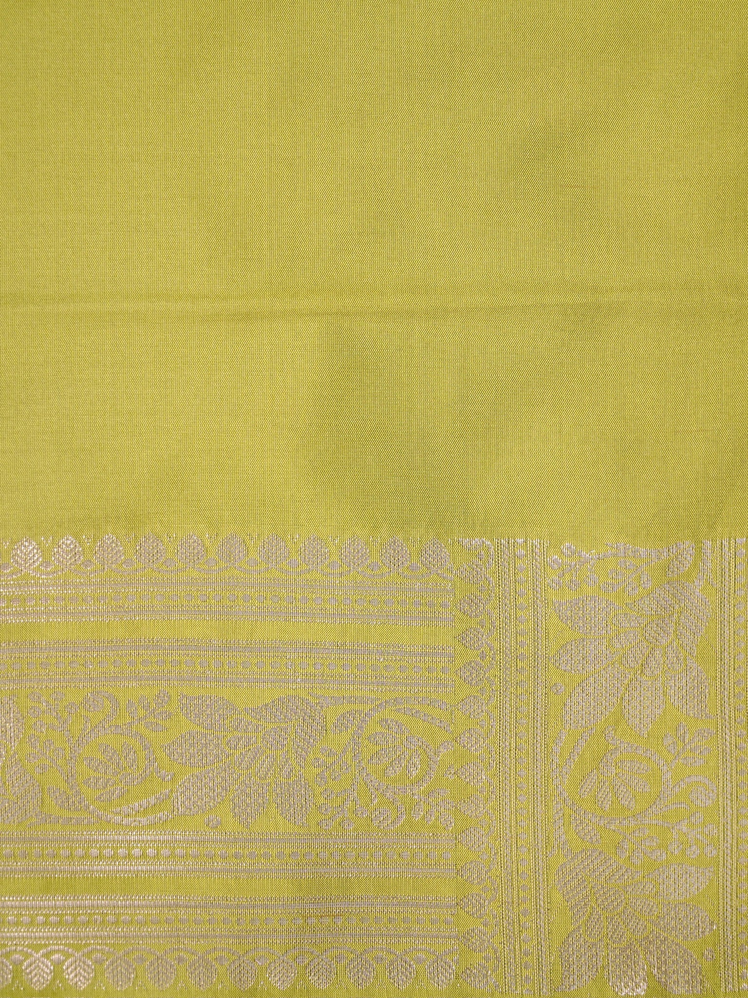 Pistachio Green Banarasi Semi Soft Katan Silk Saree with Silver Zari