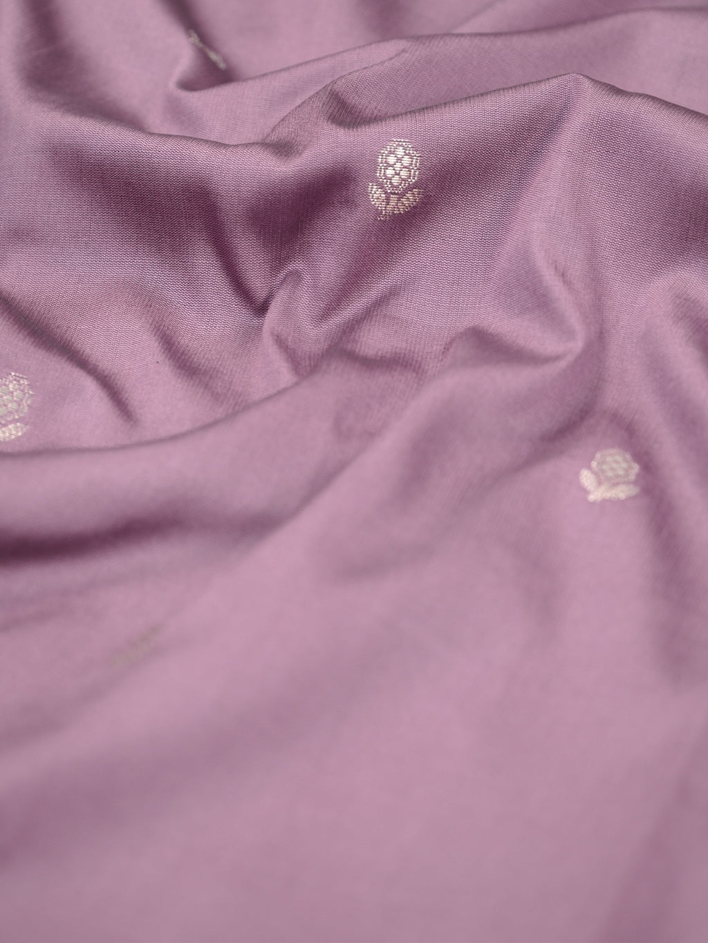 Mauve Lavender Banarasi Semi Soft Katan Silk Saree with Silver Zari