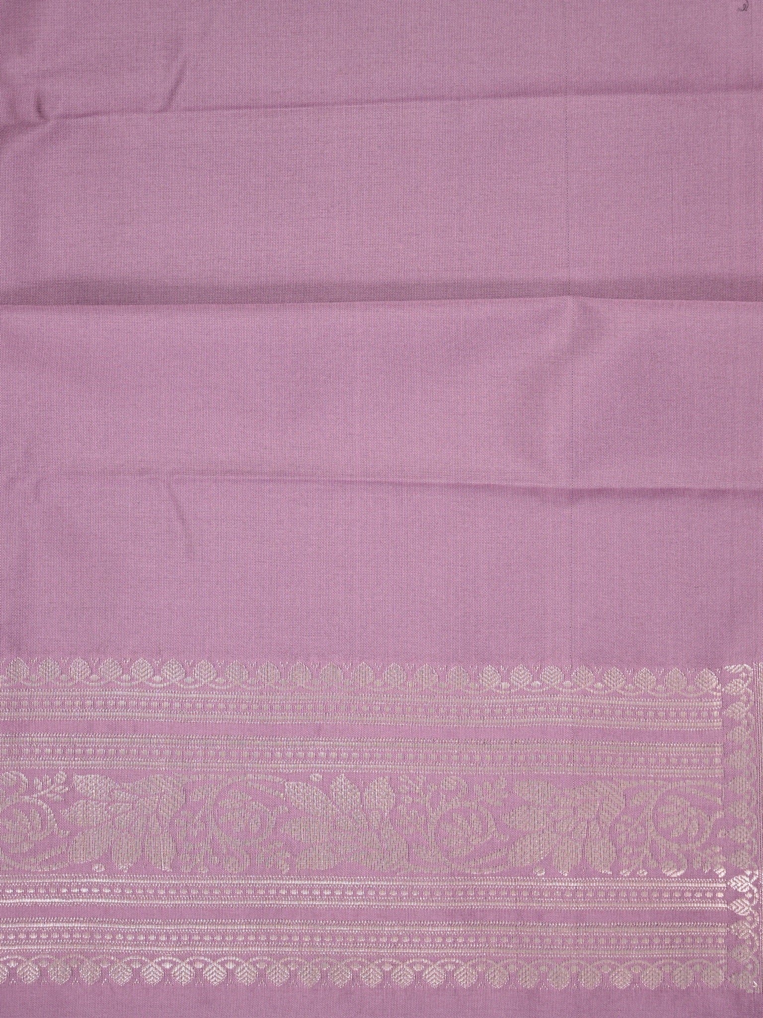 Mauve Lavender Banarasi Semi Soft Katan Silk Saree with Silver Zari