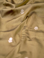 Olive Green Banarasi Semi Soft Katan Silk Saree with Silver Zari