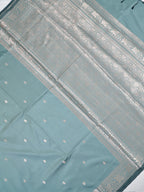 Sea Green Banarasi Semi Soft Katan Silk Saree with Silver Zari